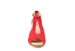 Journee Collection Womens Kedzie Wedge Sandal - Red -Outlet Monochic Steps Store US 01 102268 02