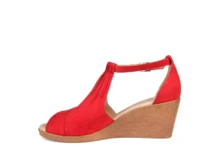 Journee Collection Womens Kedzie Wedge Sandal - Red -Outlet Monochic Steps Store US 01 102268 03
