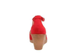 Journee Collection Womens Kedzie Wedge Sandal - Red -Outlet Monochic Steps Store US 01 102268 04