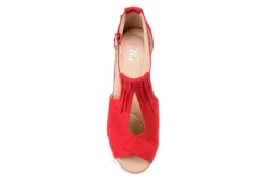 Journee Collection Womens Kedzie Wedge Sandal - Red -Outlet Monochic Steps Store US 01 102268 05